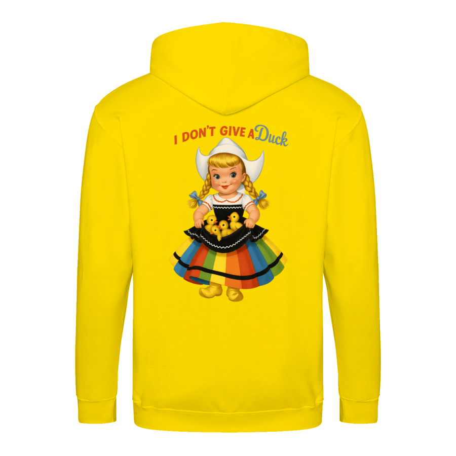 True Insights Zip Hoodie I Don't Give a Duck Retro-Satire in Sun Yellow mit witzigem Enten-Statement