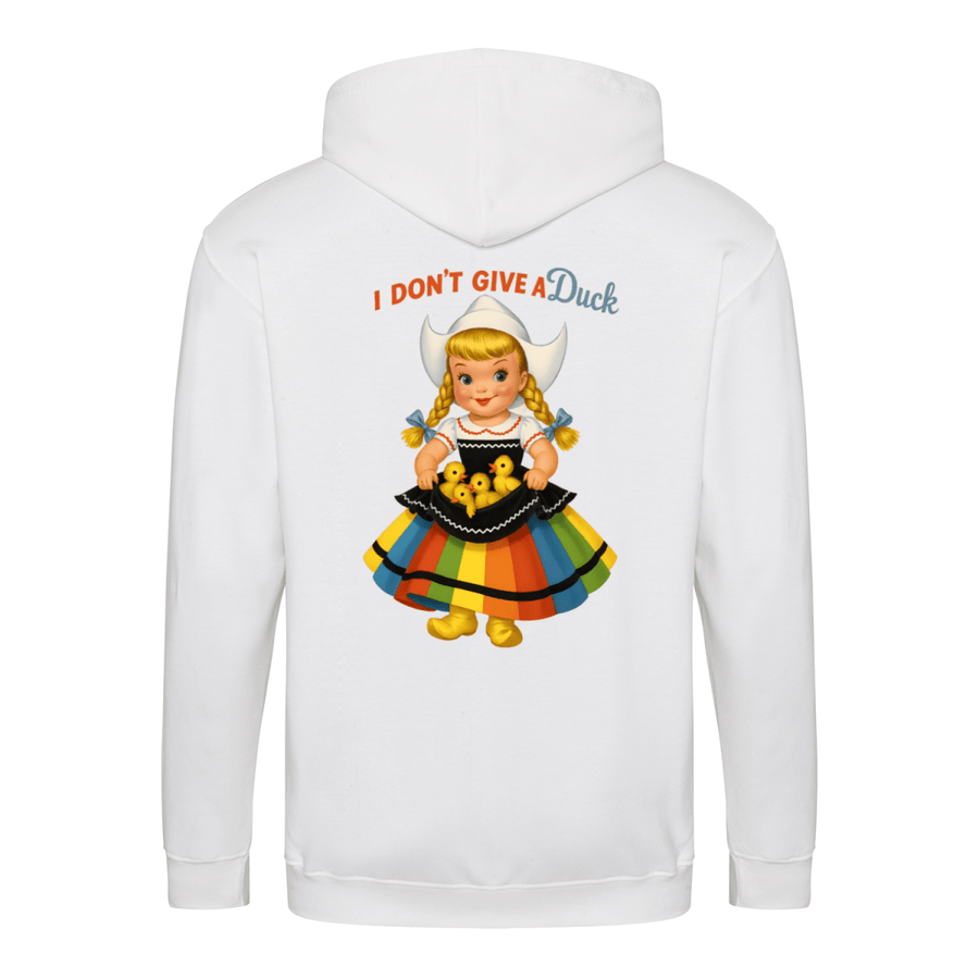 True Insights Zip Hoodie I Don't Give a Duck Retro-Satire in Arctic White mit Kapuze und coolem Motiv