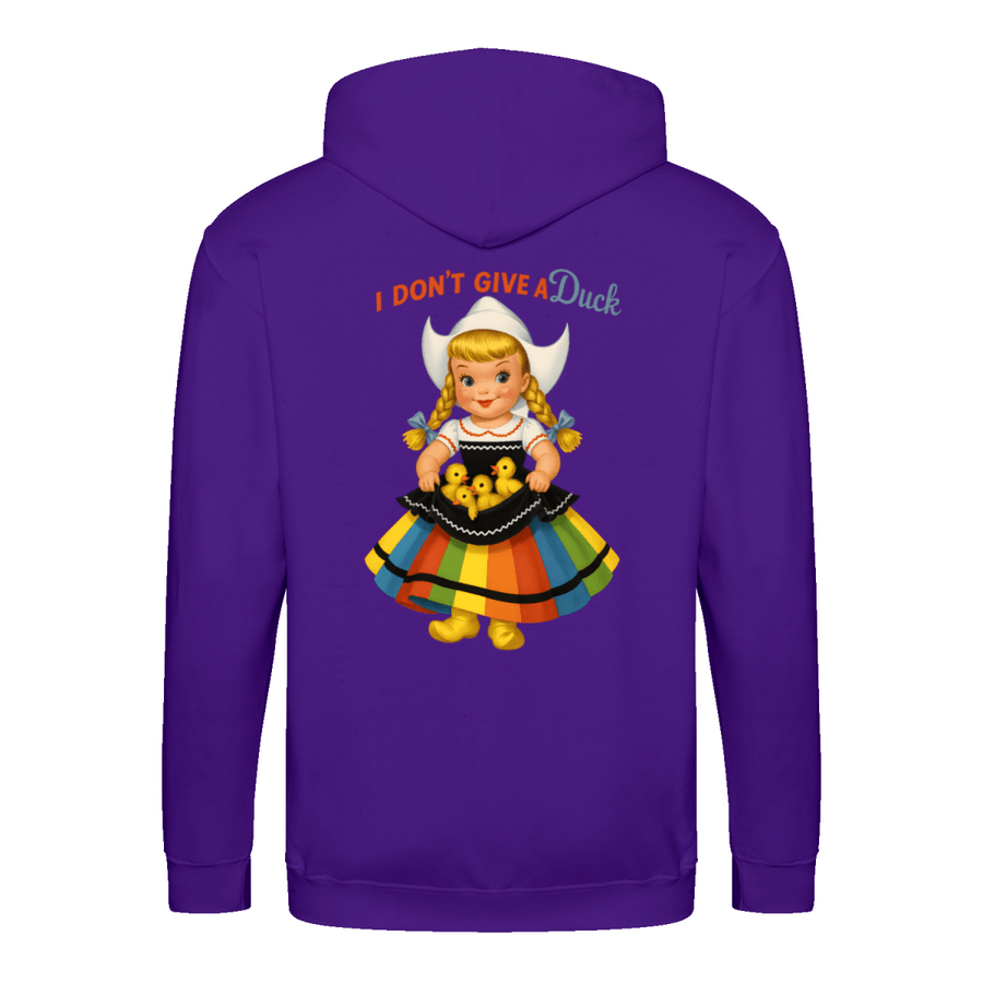 True Insights Zip Hoodie I Don't Give a Duck Retro-Satire in Purple mit frechem Enten-Humor
