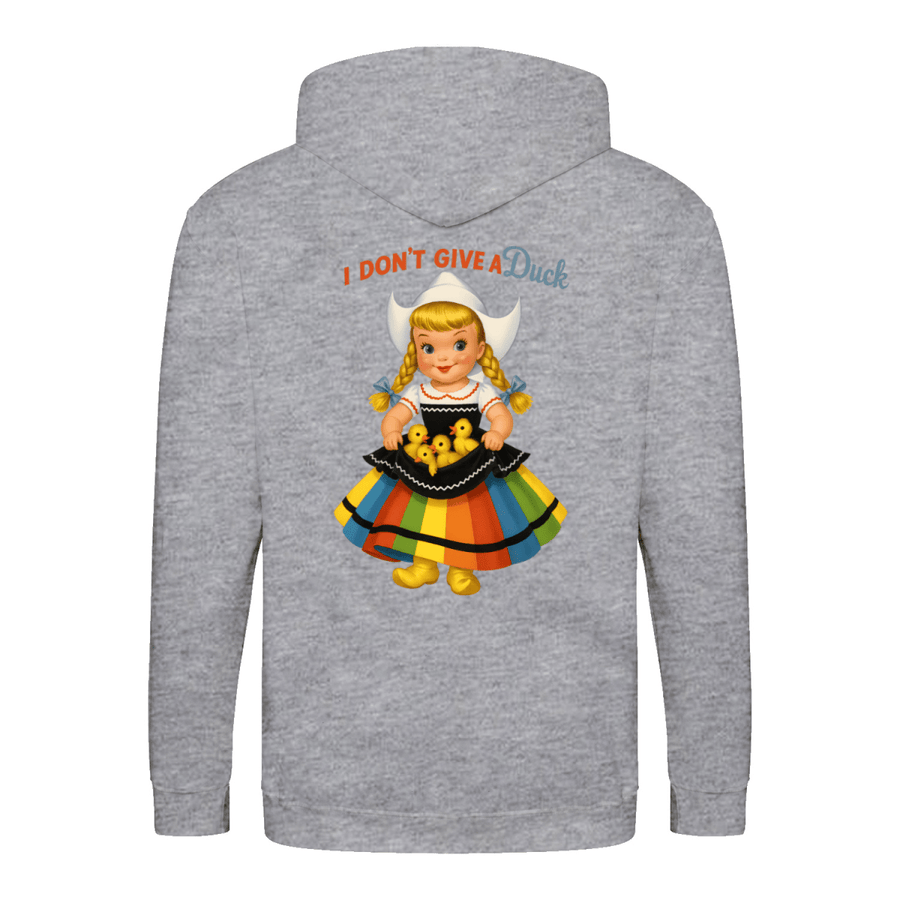 True Insights Zip Hoodie I Don't Give a Duck Retro-Satire in Heather Grey mit Kapuze und Reißverschluss