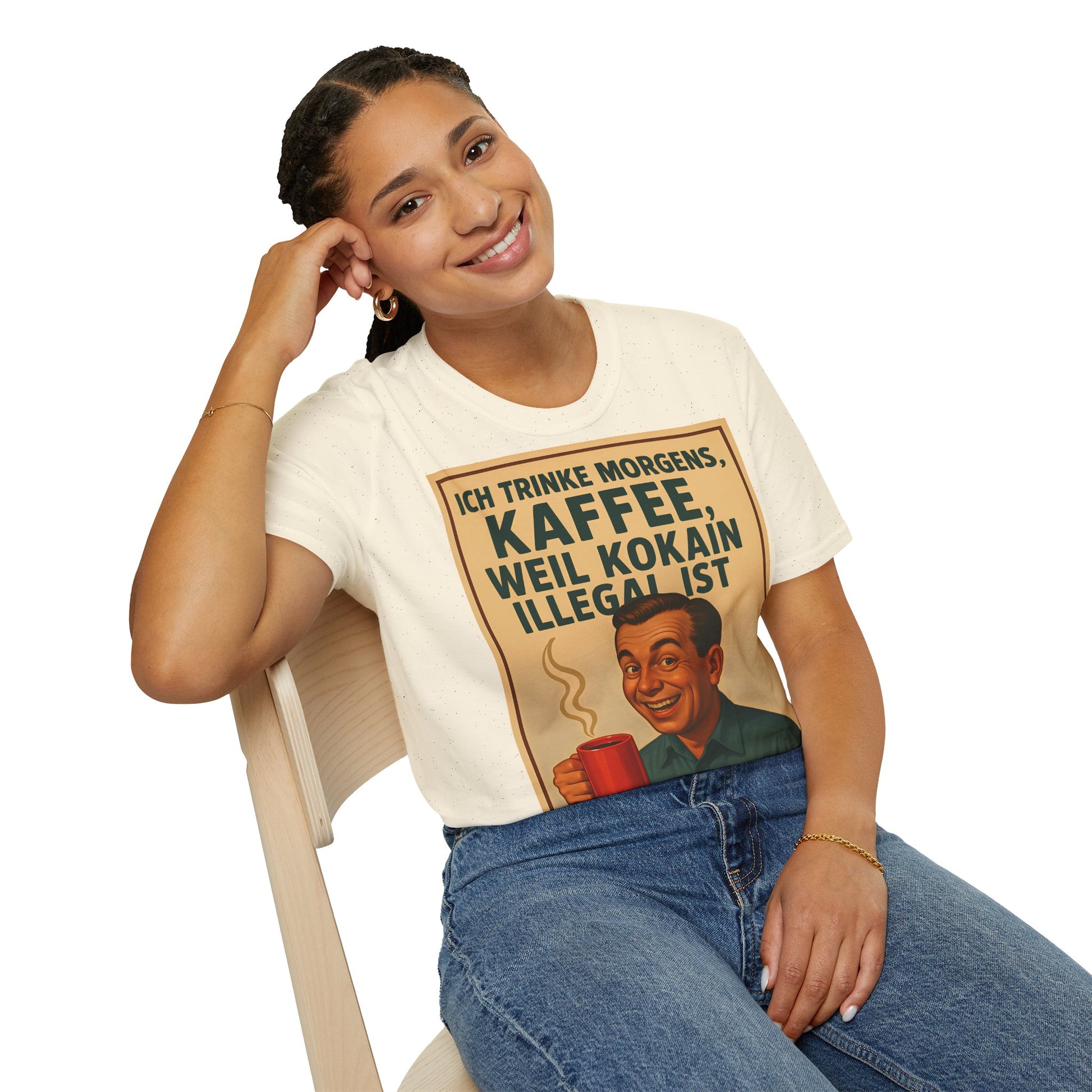 “I drink coffee in the morning because c****** is illegal.” - The retro morning drama on your shirt! – Freches Satire-Design für mutige Statements | True Insights