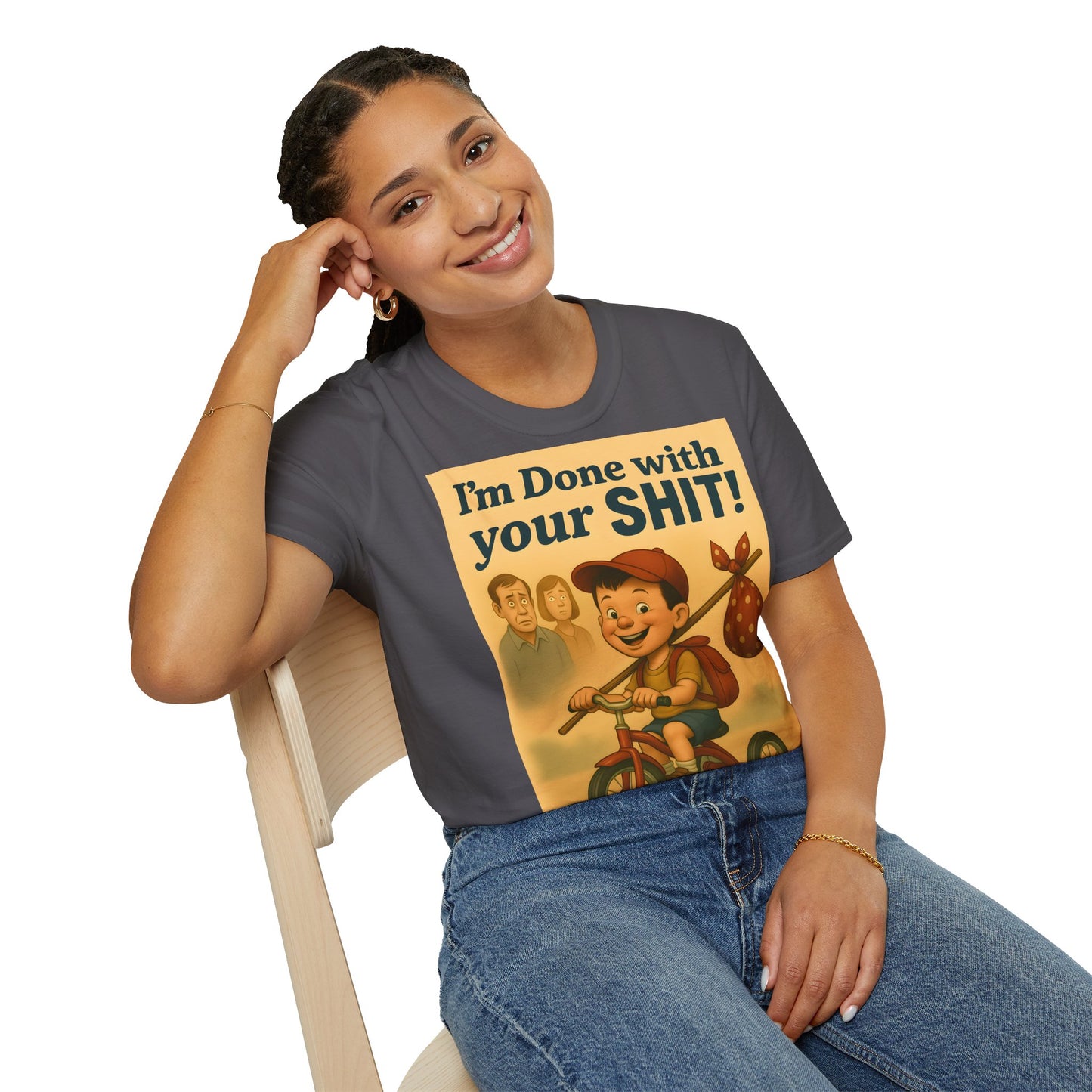 “I'm Done with Your Shit!” - Retro Runaway Kid T-Shirt – Freches Satire-Design für mutige Statements | True Insights