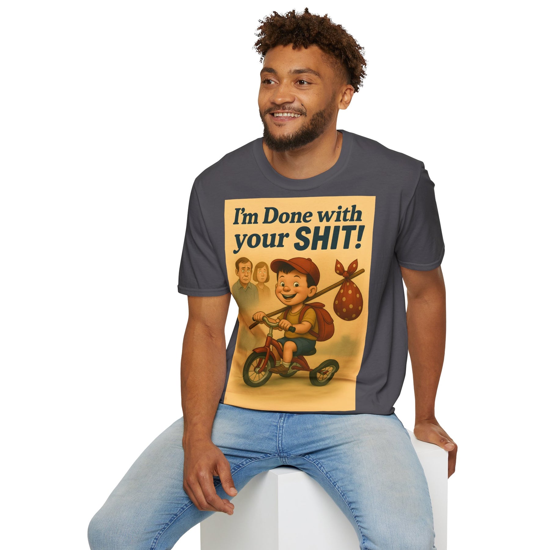 “I'm Done with Your Shit!” - Retro Runaway Kid T-Shirt – Freches Satire-Design für mutige Statements | True Insights