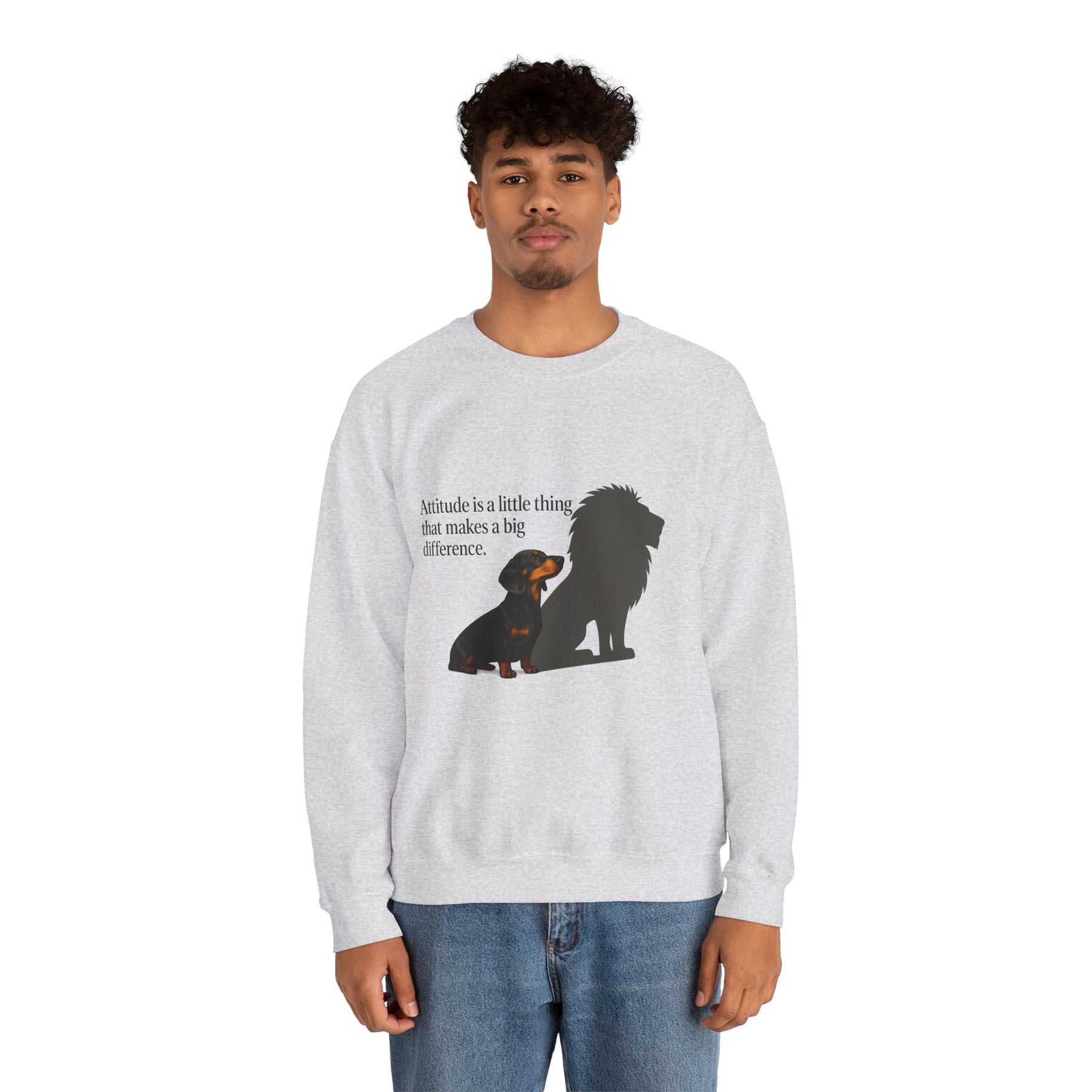 Inspirierendes Sweatshirt – Dackel mit Löwenschatten „Attitude“ – Lustiges Sweatshirt | True Insights – Bild 31