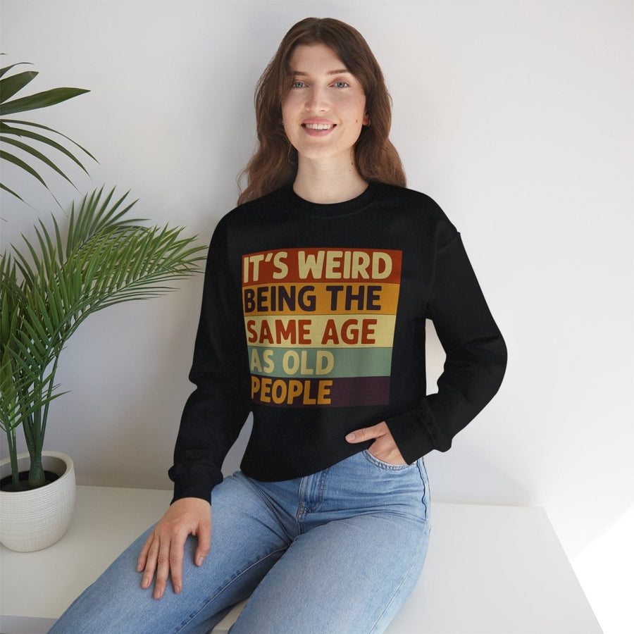 True Insights Vintage Sweatshirt mit Alterswitz, Detailansicht des bedruckten Statement-Prints