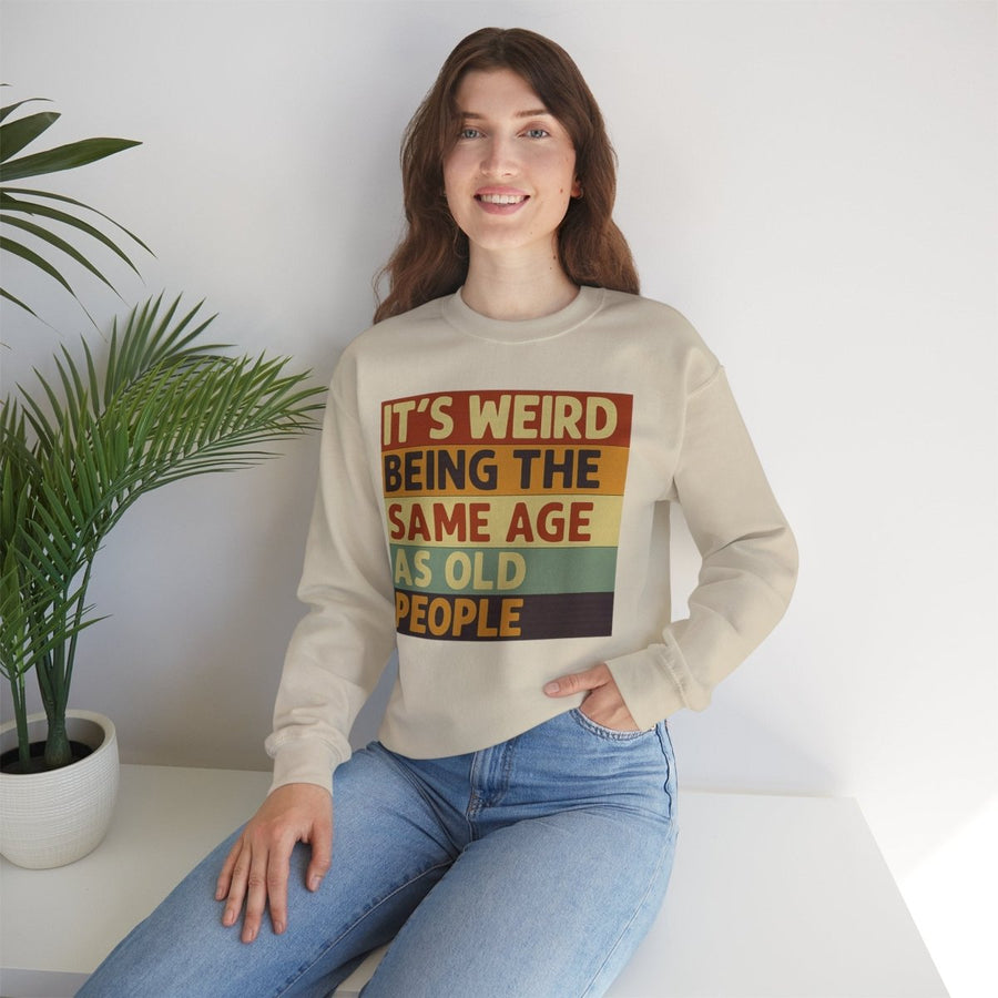 True Insights Vintage Pullover mit satirischem Spruch, klare Ansicht des Schriftzugs
