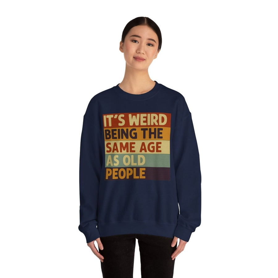 True Insights Vintage Pullover mit Alterswitz, Nahaufnahme des bedruckten Schriftzugs