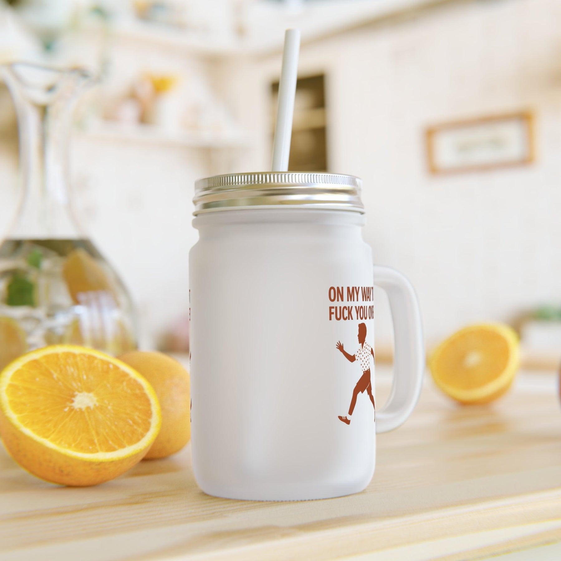 Jar Mug – „On my way to f*ck you over“ | Lustiges Henkelglas im Retro-Stil mit frecher Botschaft-Mug-True Insights