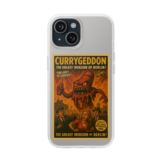 Kultige Handyhülle mit Currywurst-Monster im B-Movie-Stil. Flexibel, stoßfest und ideal für Berlin-Fans & Food-Nerds.-Phone Case-True Insights