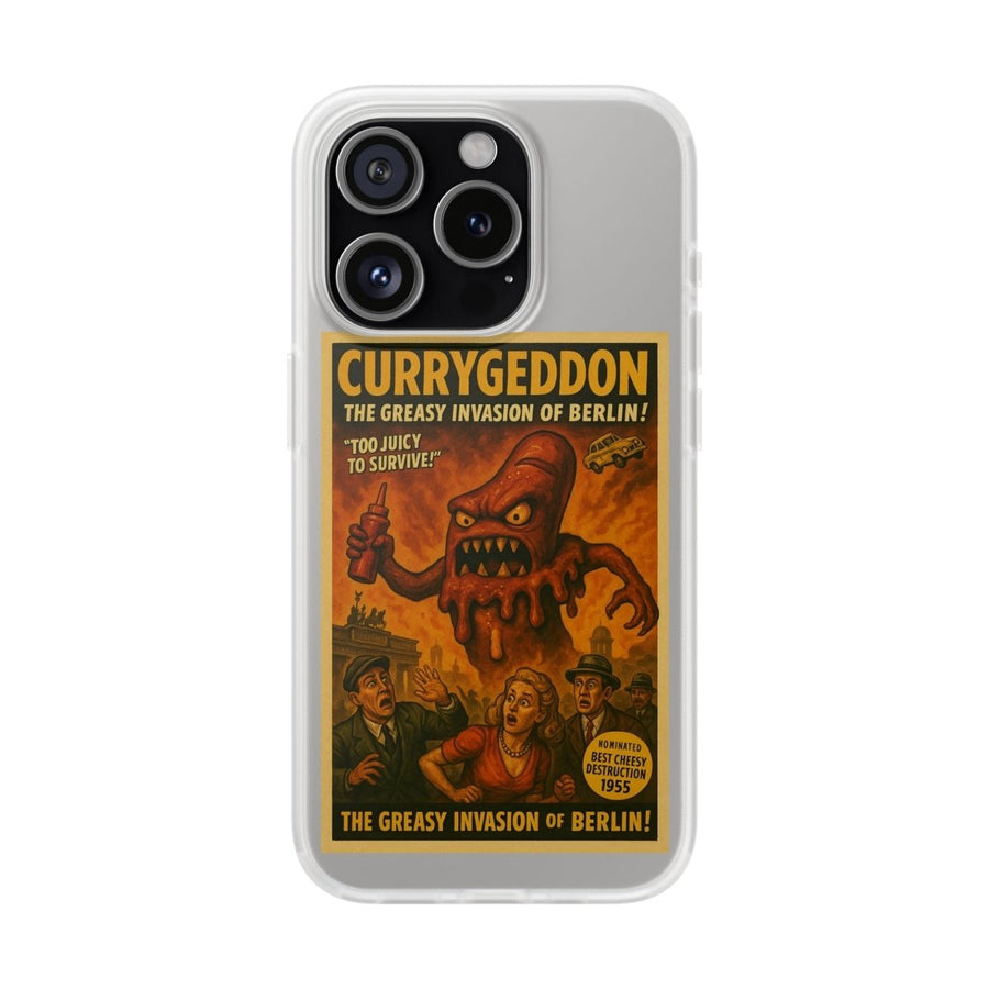 Kultige Handyhülle mit Currywurst-Monster im B-Movie-Stil. Flexibel, stoßfest und ideal für Berlin-Fans & Food-Nerds.-Phone Case-True Insights