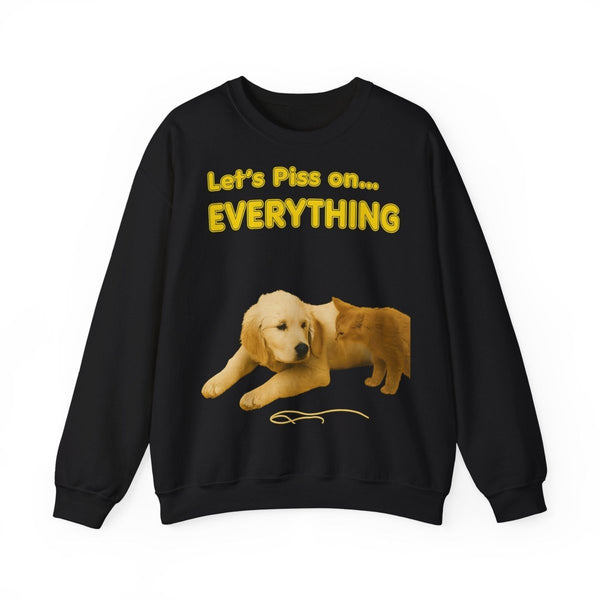 Vintage Motiv – Let’s Piss on Everything – Satirisches Sweatshirt mit Hund & Katze | True Insights Design mit Humor