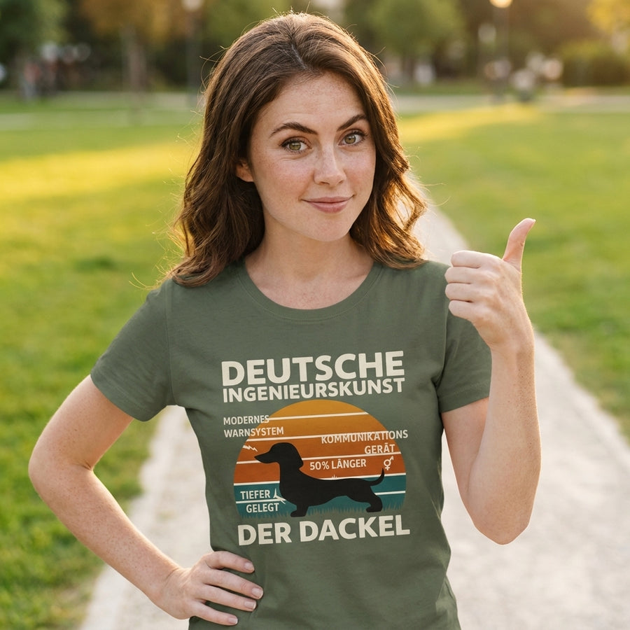 Deutsche Ingenieurskunst Der Dackel T-Shirt – getragen