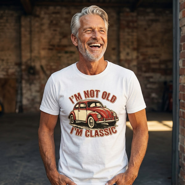 VW Käfer T-Shirt – I'm Not Old I'm Classic Retro – getragen