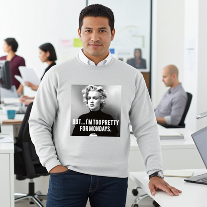 Marilyn Monroe Sweatshirt – Too Pretty for Mondays Retro-Pullover-Sweatshirt-True Insights