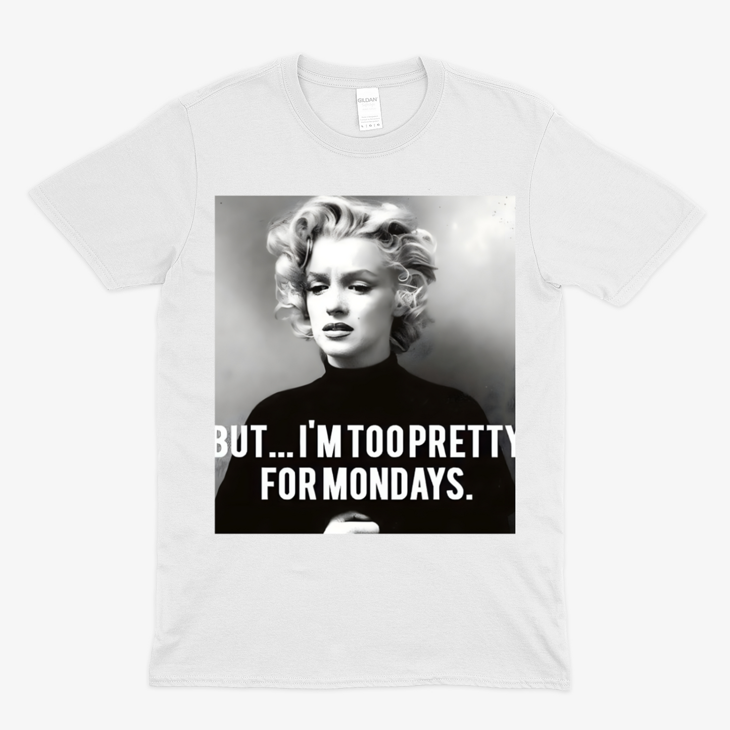 Marilyn Monroe T-Shirt – Too Pretty for Mondays Statement Shirt mit Retro-Charme-T-Shirt-True Insights