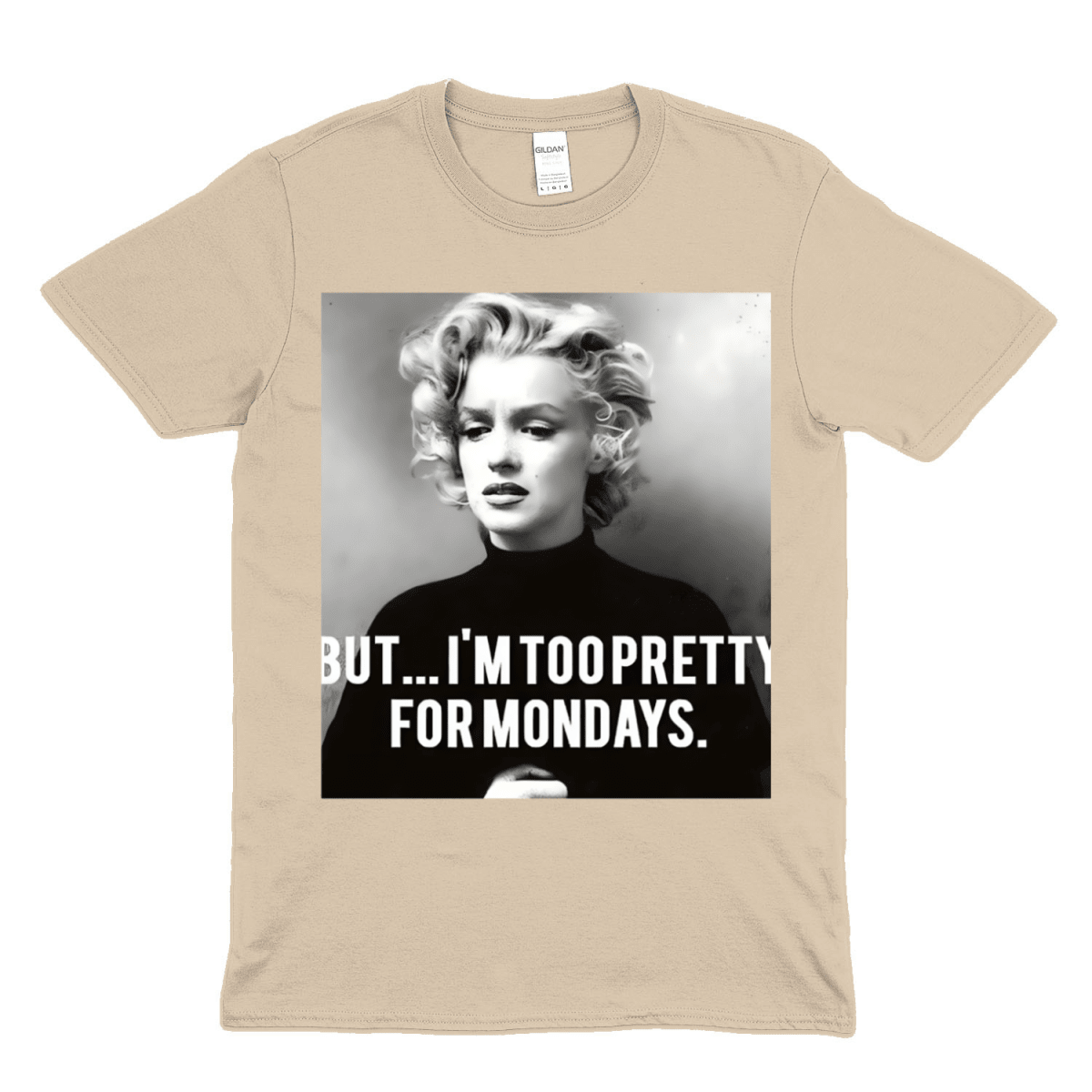 Marilyn Monroe T-Shirt – Too Pretty for Mondays Statement Shirt mit Retro-Charme-T-Shirt-True Insights