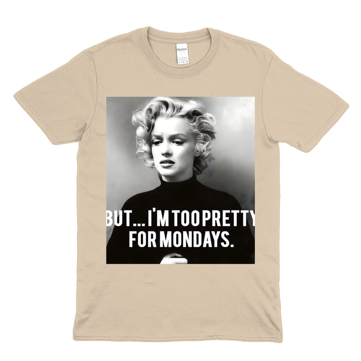 Marilyn Monroe T-Shirt – Too Pretty for Mondays Statement Shirt mit Retro-Charme-T-Shirt-True Insights