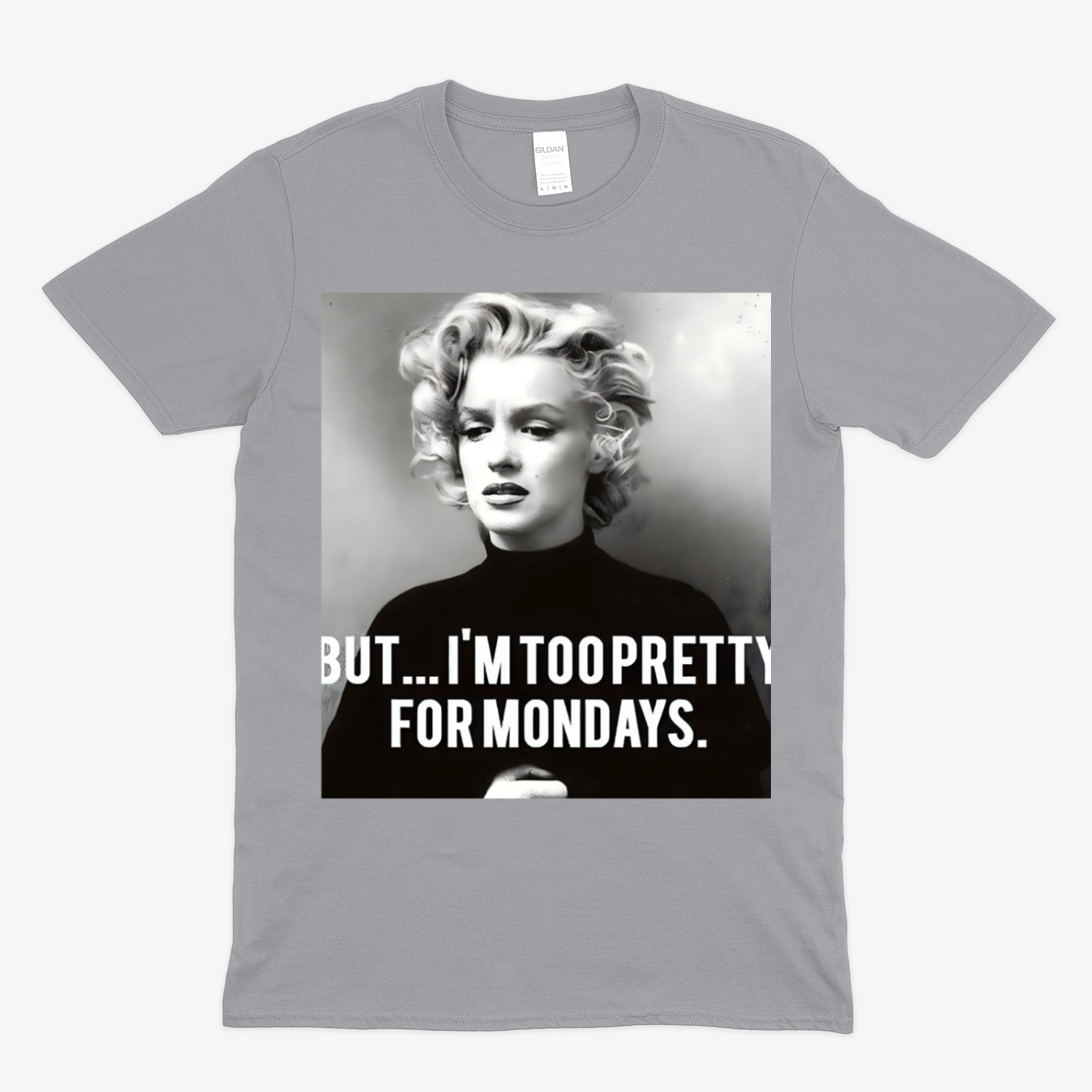 Marilyn Monroe T-Shirt – Too Pretty for Mondays Statement Shirt mit Retro-Charme-T-Shirt-True Insights