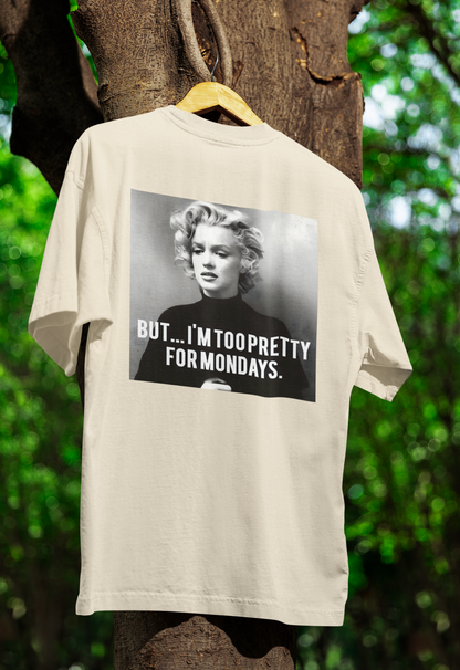 Marilyn Monroe T-Shirt – Too Pretty for Mondays Statement Shirt mit Retro-Charme-T-Shirt-True Insights