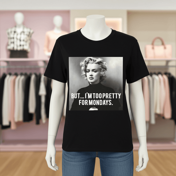 True Insights T-Shirt Marilyn Monroe Too Pretty for Mondays Statement Motiv mit Retro-Charme