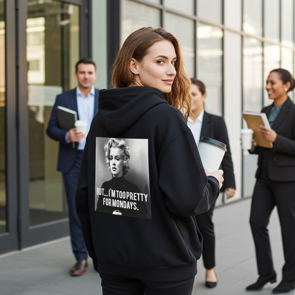 Marilyn Monroe Zip Hoodie – Too Pretty for Mondays Retro-Style-Zip Hoodie-True Insights