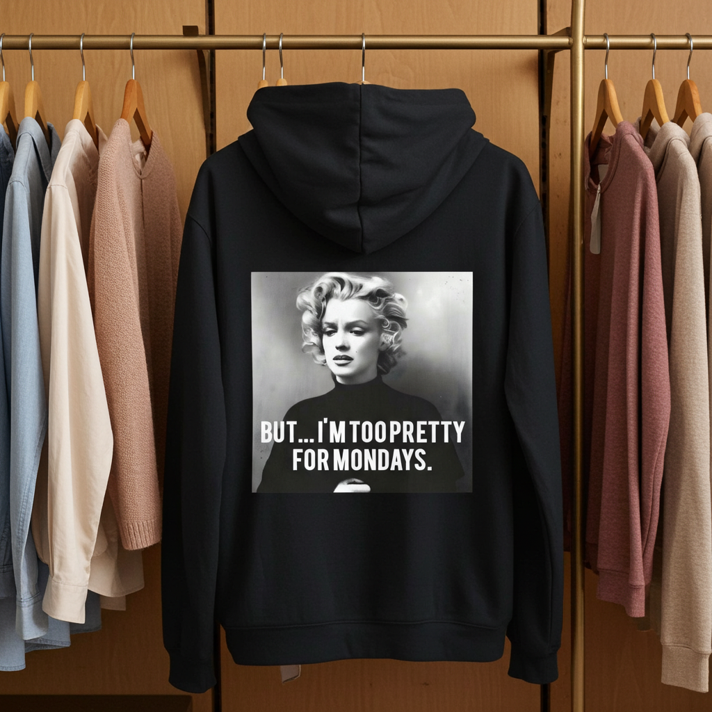 Marilyn Monroe Zip Hoodie – Too Pretty for Mondays Retro-Style-Zip Hoodie-True Insights