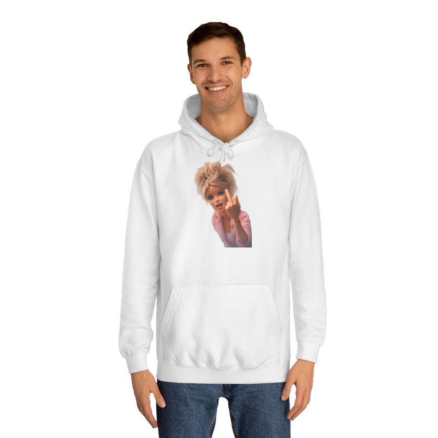 Statement Hoodie „Middle Finger“ – Klare Ansage ohne Worte – Arctic White – von Mann getragen