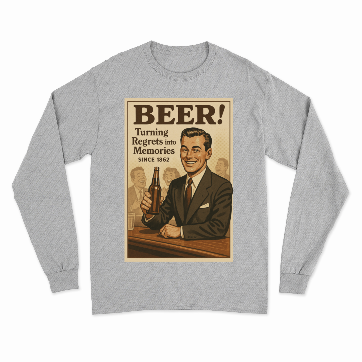 Beer Sweatshirt – Retro-Sweatshirt mit bittersüßem Humor seit 1862 - Gildan Heavy Blend Adult Crewneck G18000 – Freches Satire-Design für mutige Statements | True Insights