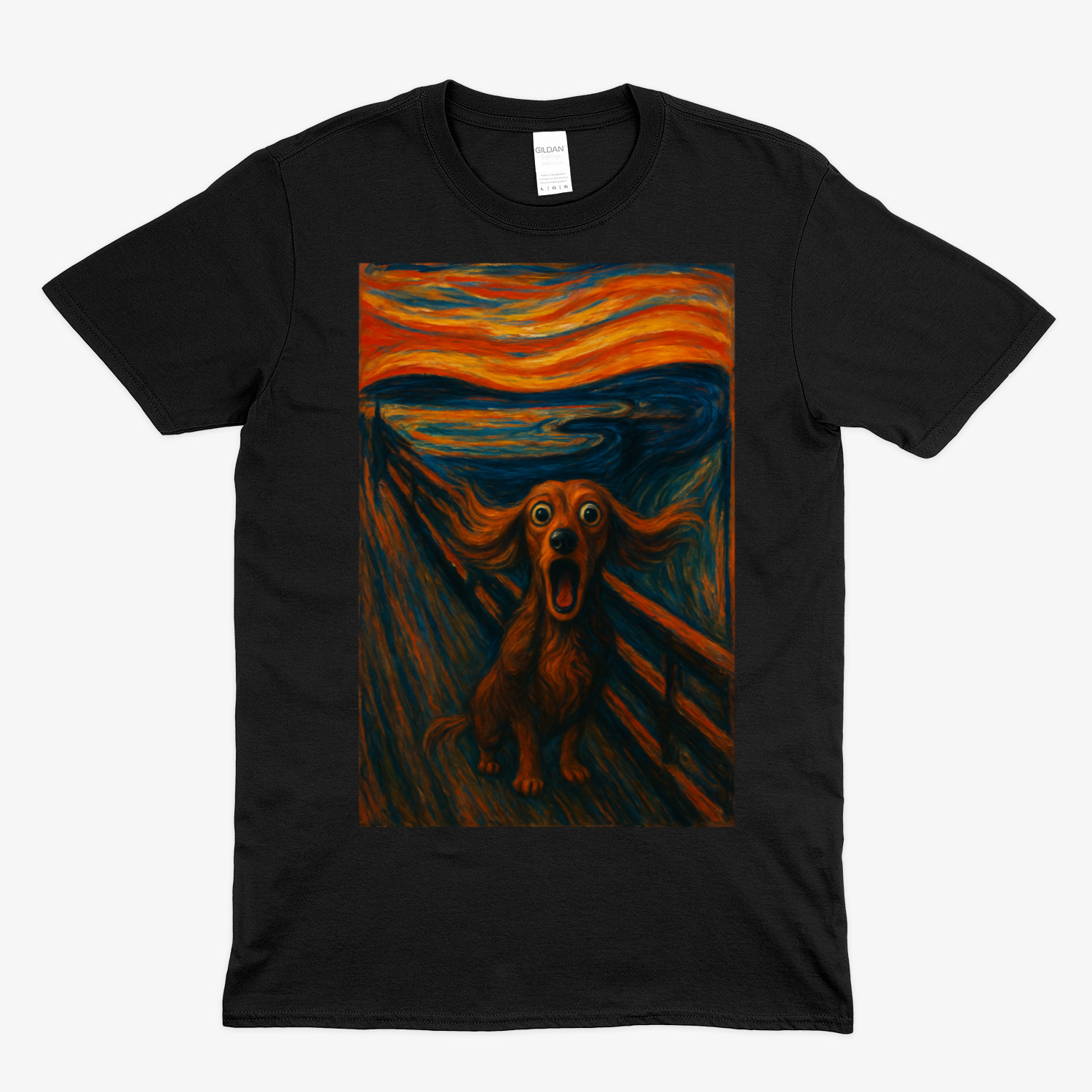 Dackel T-Shirt – „Der Schrei des Dackels“ | Satirische Kunst-Parodie – Lustiges | True Insights – Bild 13