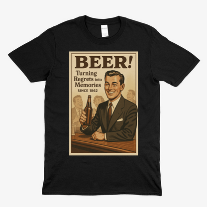 Beer! – Vintage T-Shirt „Turning Regrets into Memories“-T-Shirt-True Insights