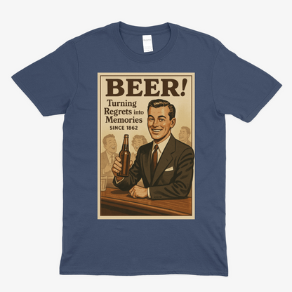 Beer! – Vintage T-Shirt „Turning Regrets into Memories“-T-Shirt-True Insights