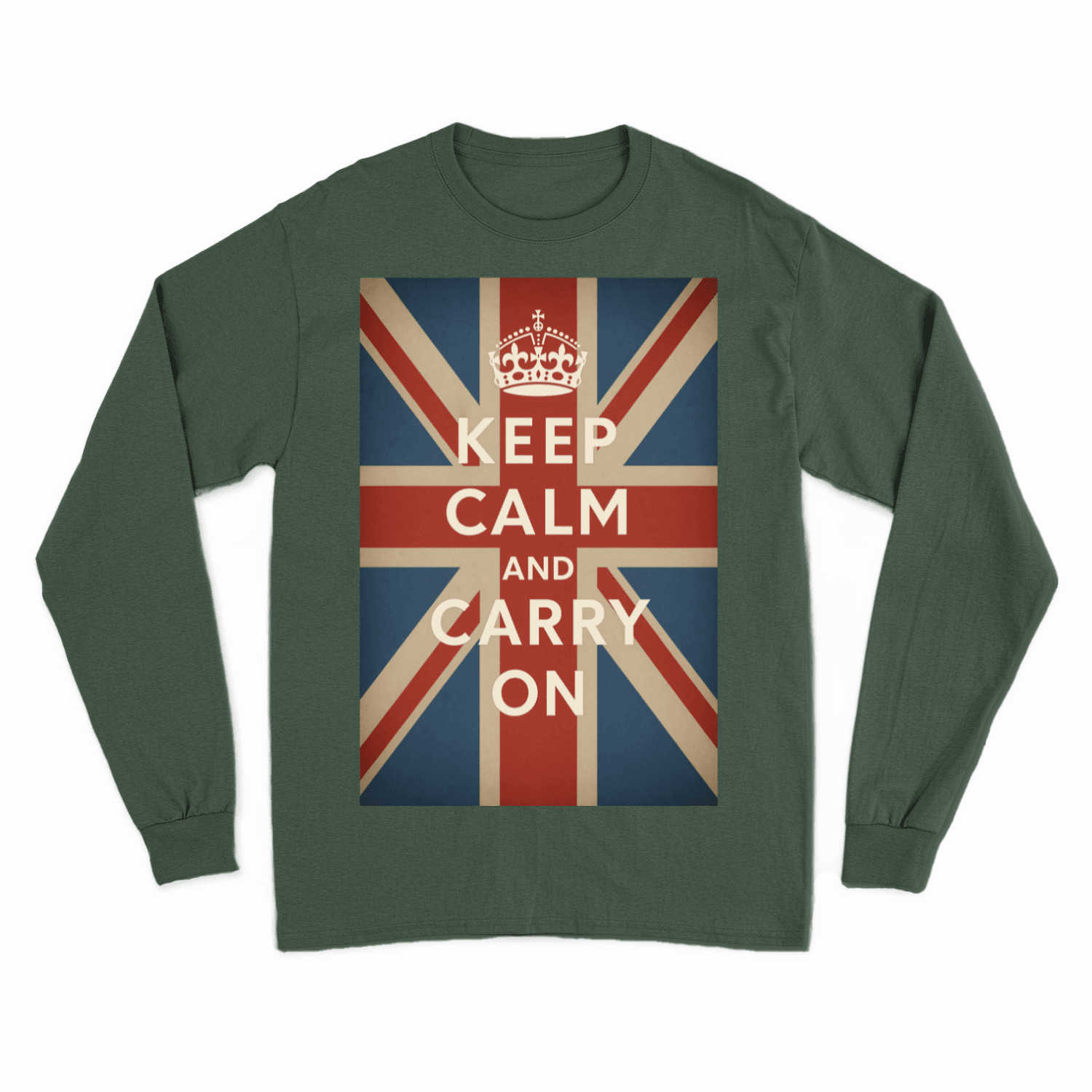 Sweatshirt – Sweatshirt „Keep Calm and Carry On“ – Britischer Klassiker im Retro-Look | True Insights Design mit Humor