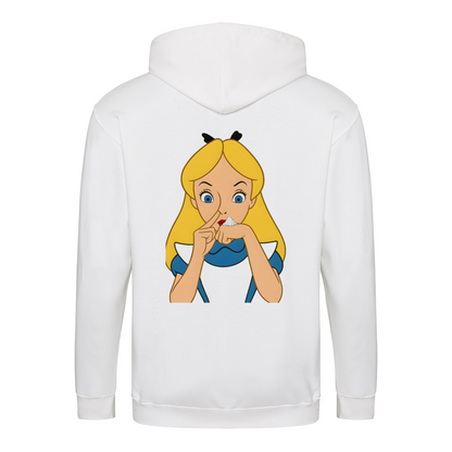 Shhh Hoodie – Cartoon-Hoodie mit geheimnisvollem Backprint & Augen-Design | Satirische Streetwear mit Ironie-Zip Hoodie-True Insights