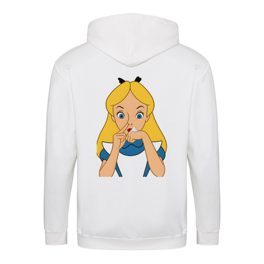 Shhh Hoodie – Cartoon-Hoodie mit geheimnisvollem Backprint & Augen-Design | Satirische Streetwear mit Ironie-Zip Hoodie-True Insights