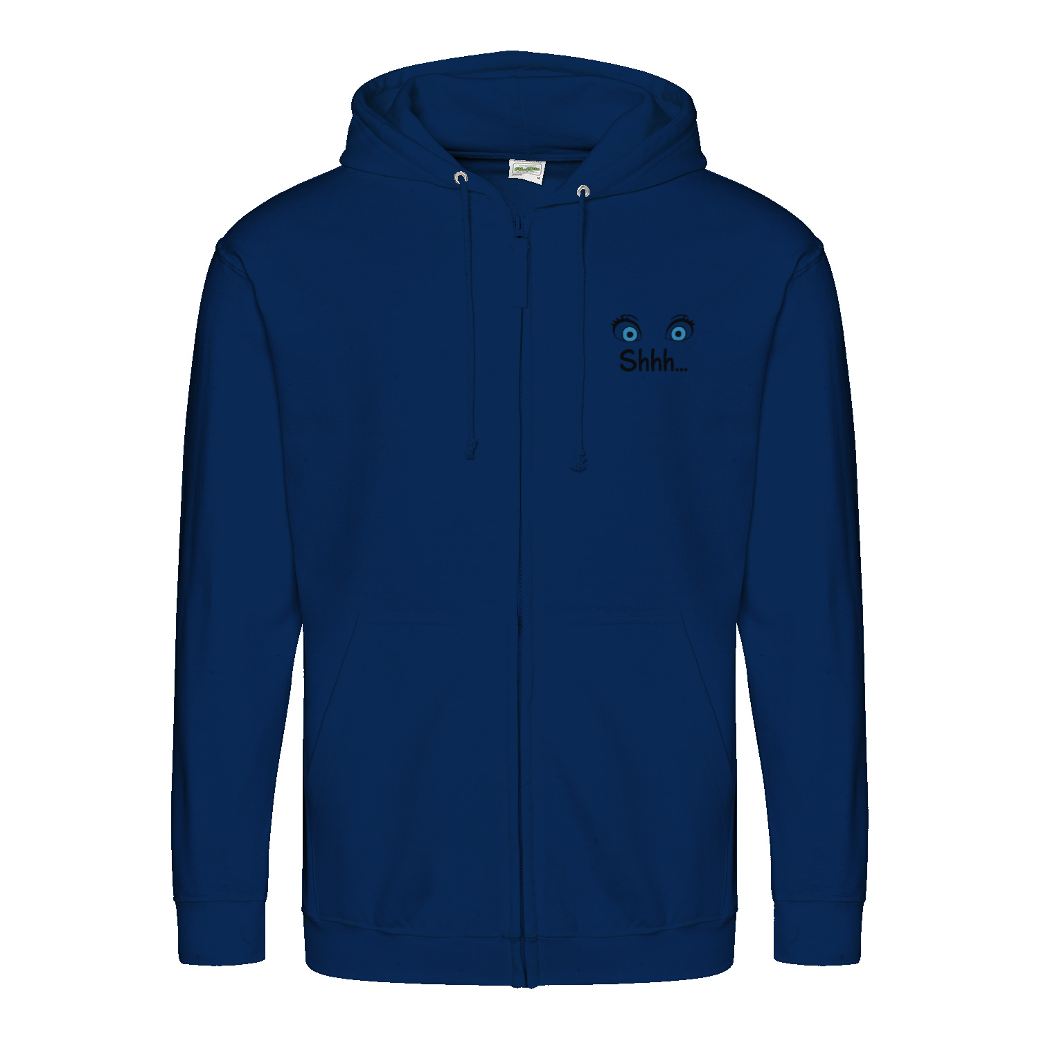 Shhh Hoodie – Cartoon-Hoodie mit geheimnisvollem Backprint & Augen-Design | Satirische Streetwear mit Ironie-Zip Hoodie-True Insights