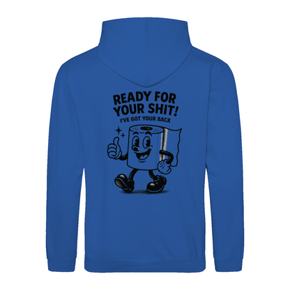 Sweatshirt Ready for your Shit – Satirischer Hoodie mit Rückendruck-Sweatshirt-True Insights