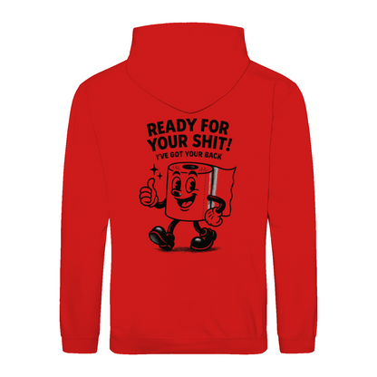 Sweatshirt Ready for your Shit – Satirischer Hoodie mit Rückendruck-Sweatshirt-True Insights