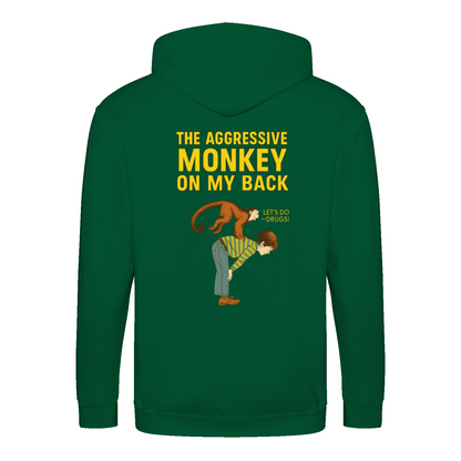 „The Aggressive Monkey on My Back“ Hoodie – Satirisches Retro-Motiv mit Vintage-Humor