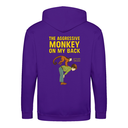 „The Aggressive Monkey on My Back“ Hoodie – Satirisches Retro-Motiv mit Vintage-Humor