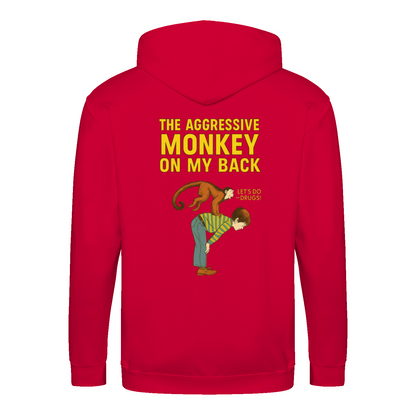 „The Aggressive Monkey on My Back“ Hoodie – Satirisches Retro-Motiv mit Vintage-Humor