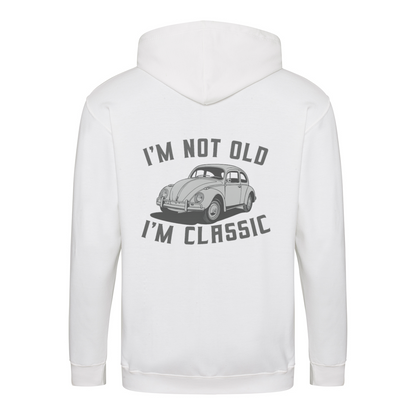 „I’m Not Old, I’m Classic“ Hoodie – Retro-Auto & Humor im Vintage-Stil