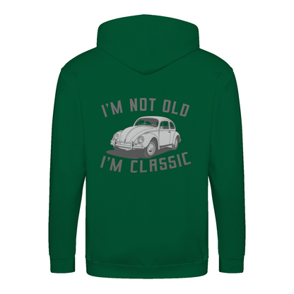 „I’m Not Old, I’m Classic“ Hoodie – Retro-Auto & Humor im Vintage-Stil