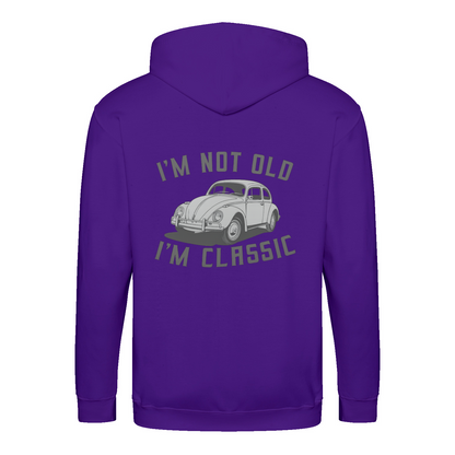„I’m Not Old, I’m Classic“ Hoodie – Retro-Auto & Humor im Vintage-Stil
