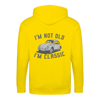 „I’m Not Old, I’m Classic“ Hoodie – Retro-Auto & Humor im Vintage-Stil
