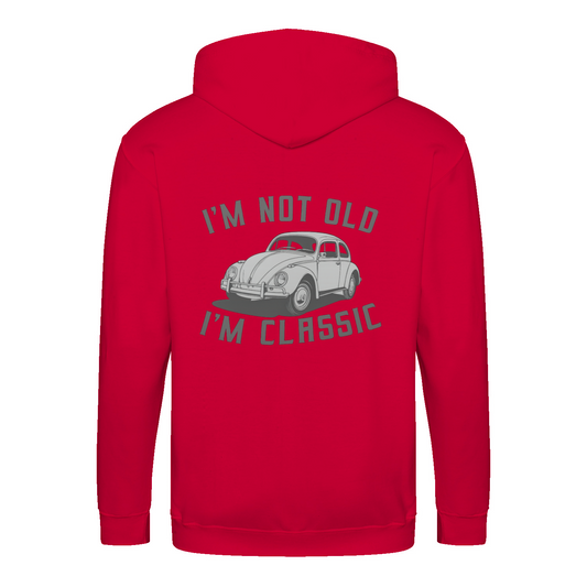 „I’m Not Old, I’m Classic“ Hoodie – Retro-Auto & Humor im Vintage-Stil