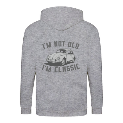 „I’m Not Old, I’m Classic“ Hoodie – Retro-Auto & Humor im Vintage-Stil