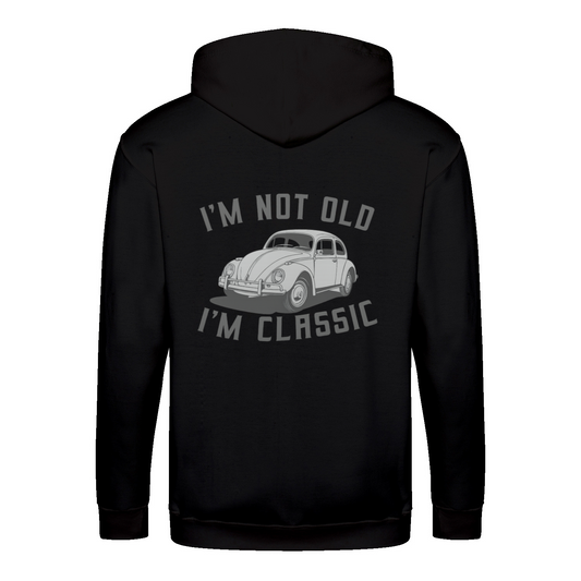 „I’m Not Old, I’m Classic“ Hoodie – Retro-Auto & Humor im Vintage-Stil