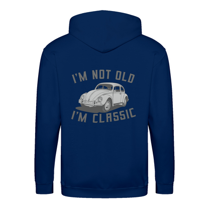 „I’m Not Old, I’m Classic“ Hoodie – Retro-Auto & Humor im Vintage-Stil