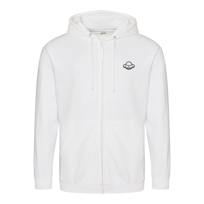 Don’t Talk to Strangers Zip Hoodie | Satirisches Alien-Motiv im Retro-Stil | Warnung im 50s Design 📝 Meta-Beschreibung:-Zip Hoodie-True Insights
