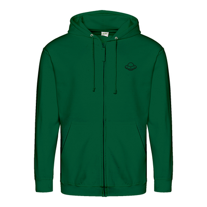 Don’t Talk to Strangers Zip Hoodie | Satirisches Alien-Motiv im Retro-Stil | Warnung im 50s Design 📝 Meta-Beschreibung:-Zip Hoodie-True Insights